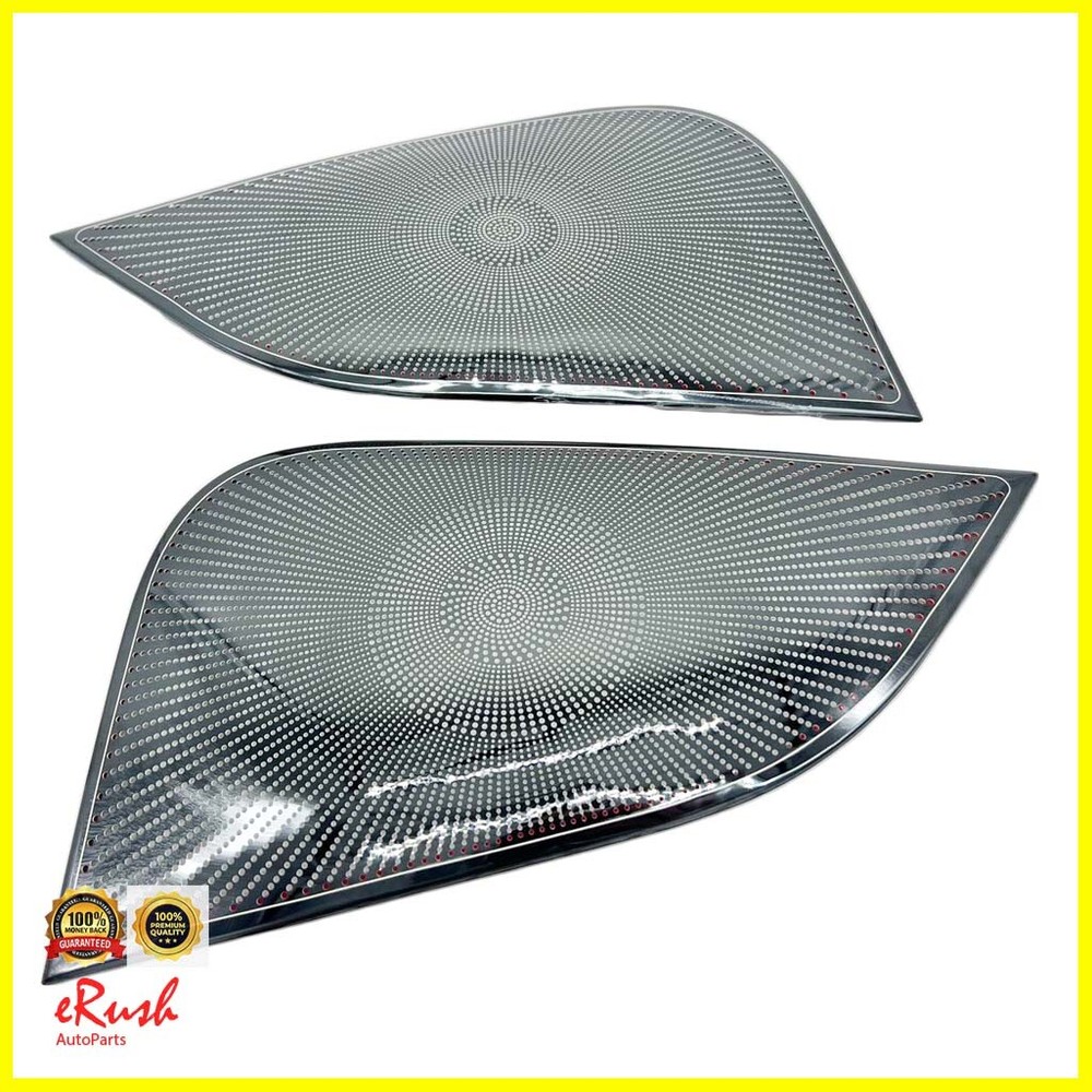 FITS TESLA MODEL 3 INTERIOR BLACK CHROME INNER TRIANGLE DOOR SPEAKER COVER TRIM