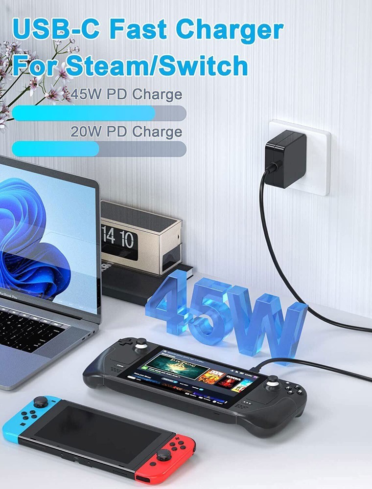 45W Power Adapter Charger For Steam Deck Switch Lite/OLED Xbox Controller TYPE C