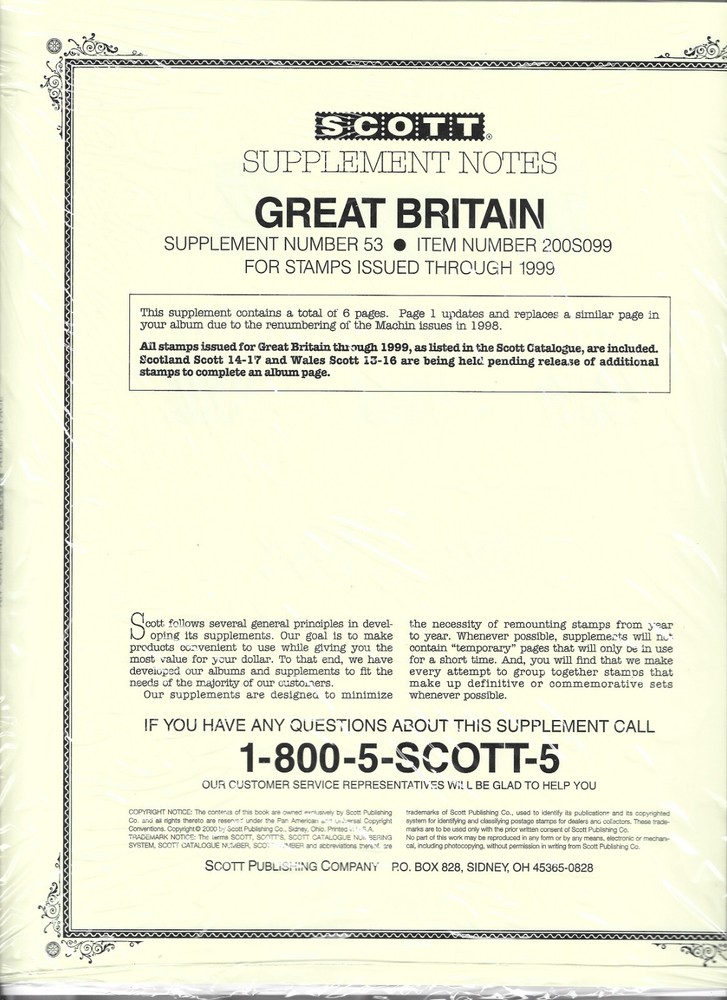 Scott Specialty Great Britain Supplement #53 1999 200S099