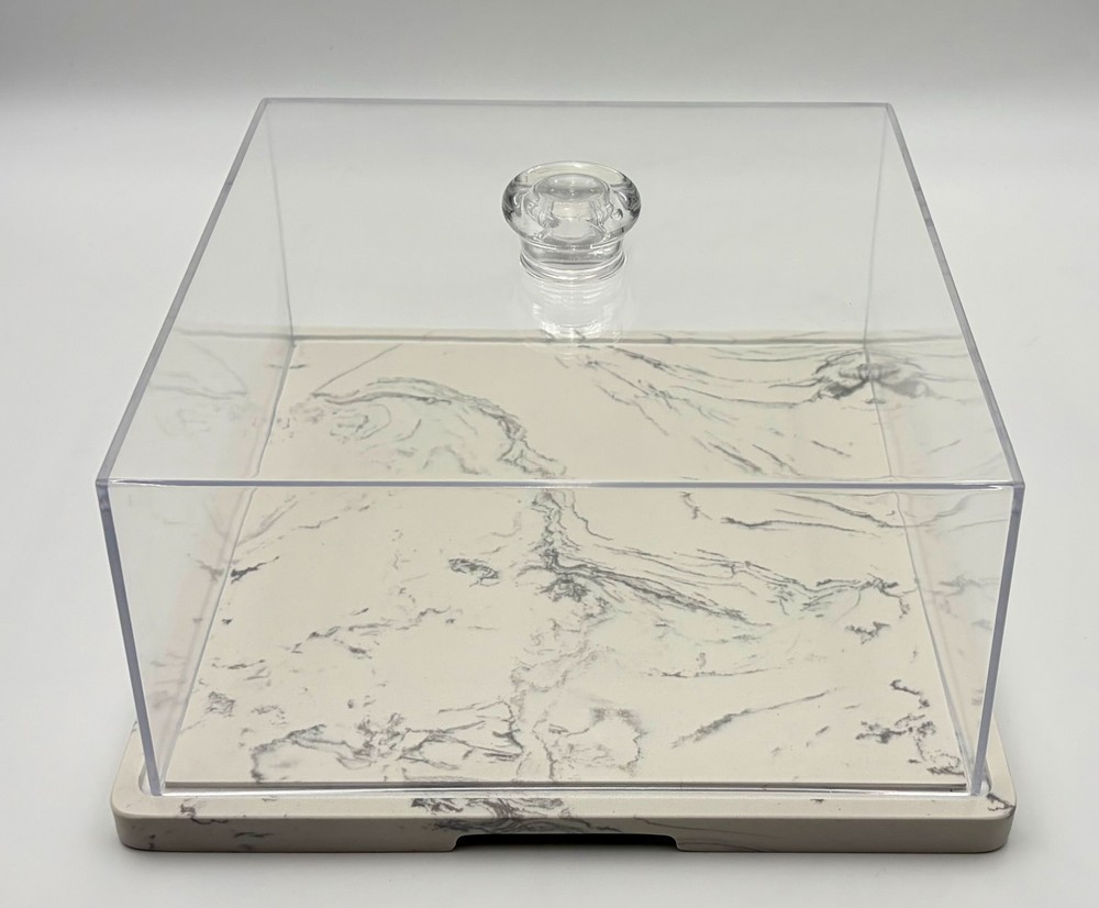 11 Inch Square White Marble Cake Stand