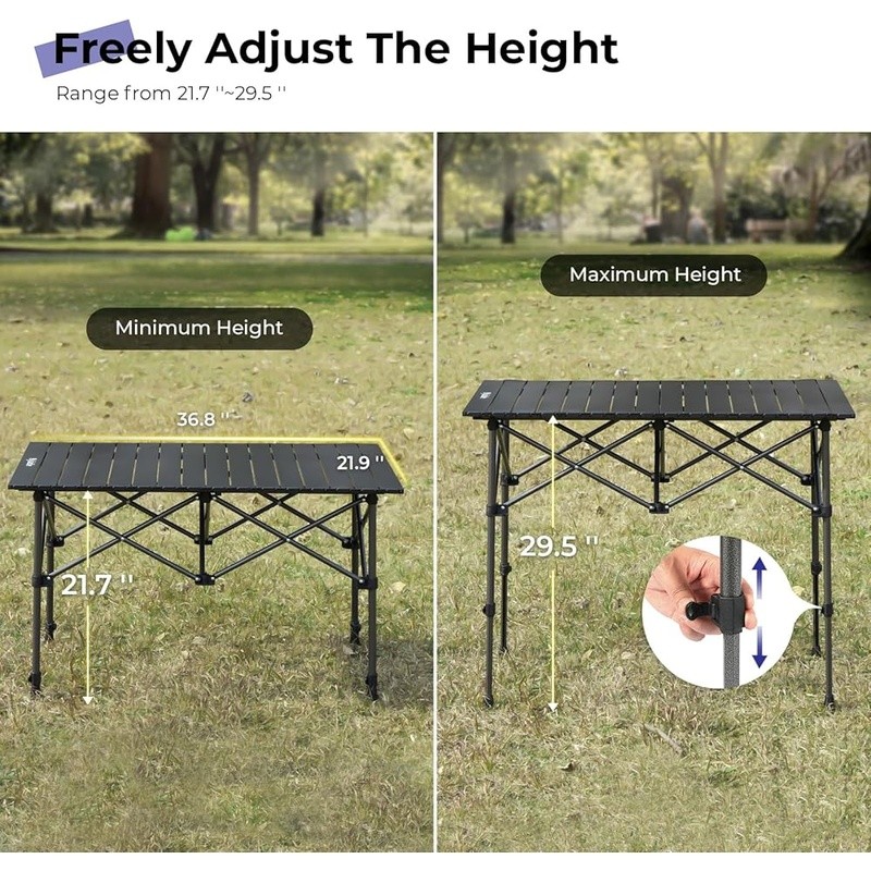 Portable Folding Camping Table Adjustable Height Lightweight Outdoor Use