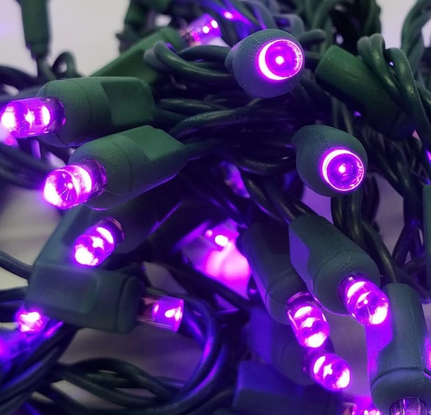 PURPLE LED Christmas String Lights Mini Lights Indoor Outdoor Holiday 50ct 24ft