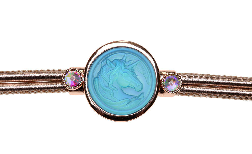 KIRKS FOLLY METALLICA CLOUDWALKER UNICORN BRACELET aqua / rose goldtone