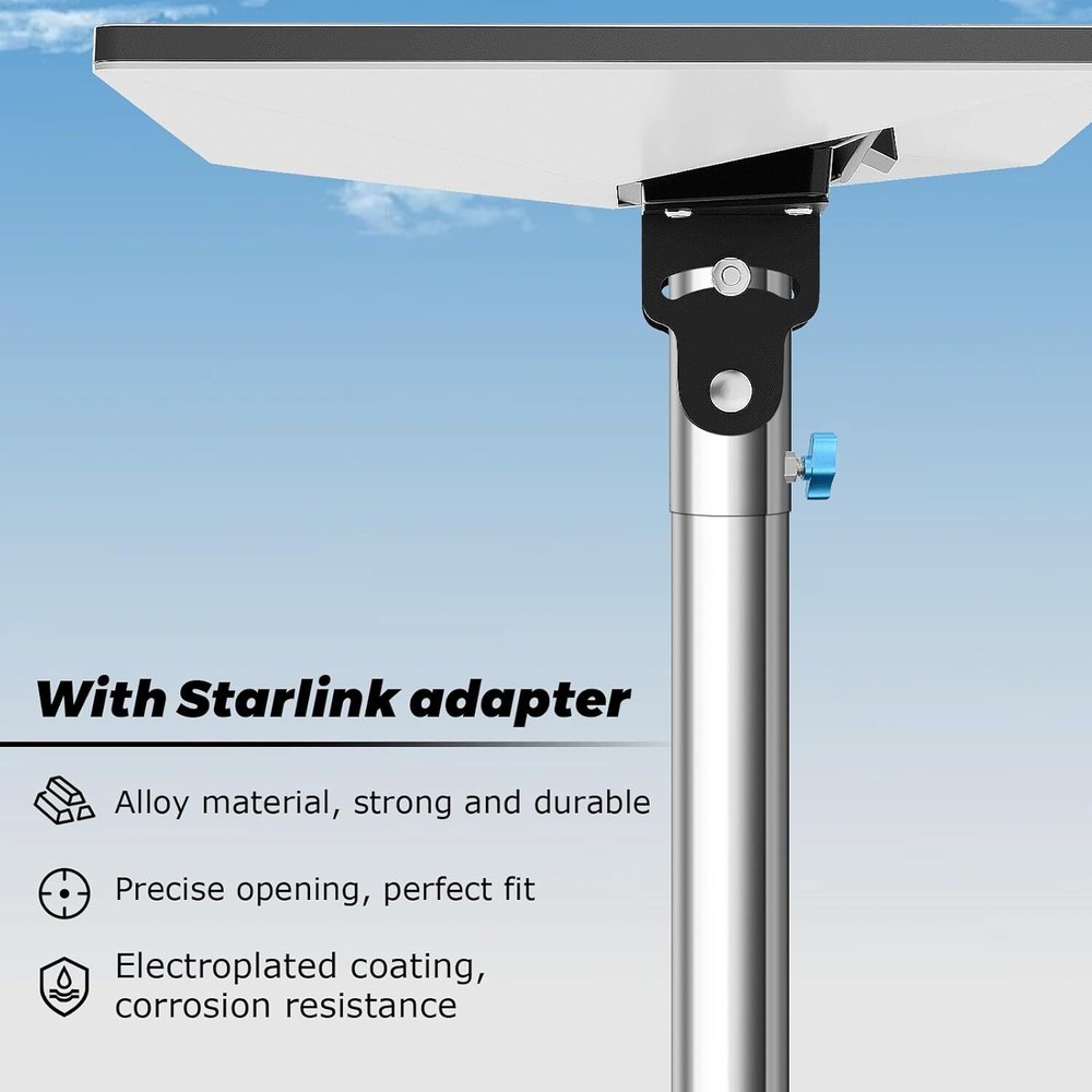 Starlink Mini Pole Mount, with 0-30° Adjustable Starlink Pipe Adapter