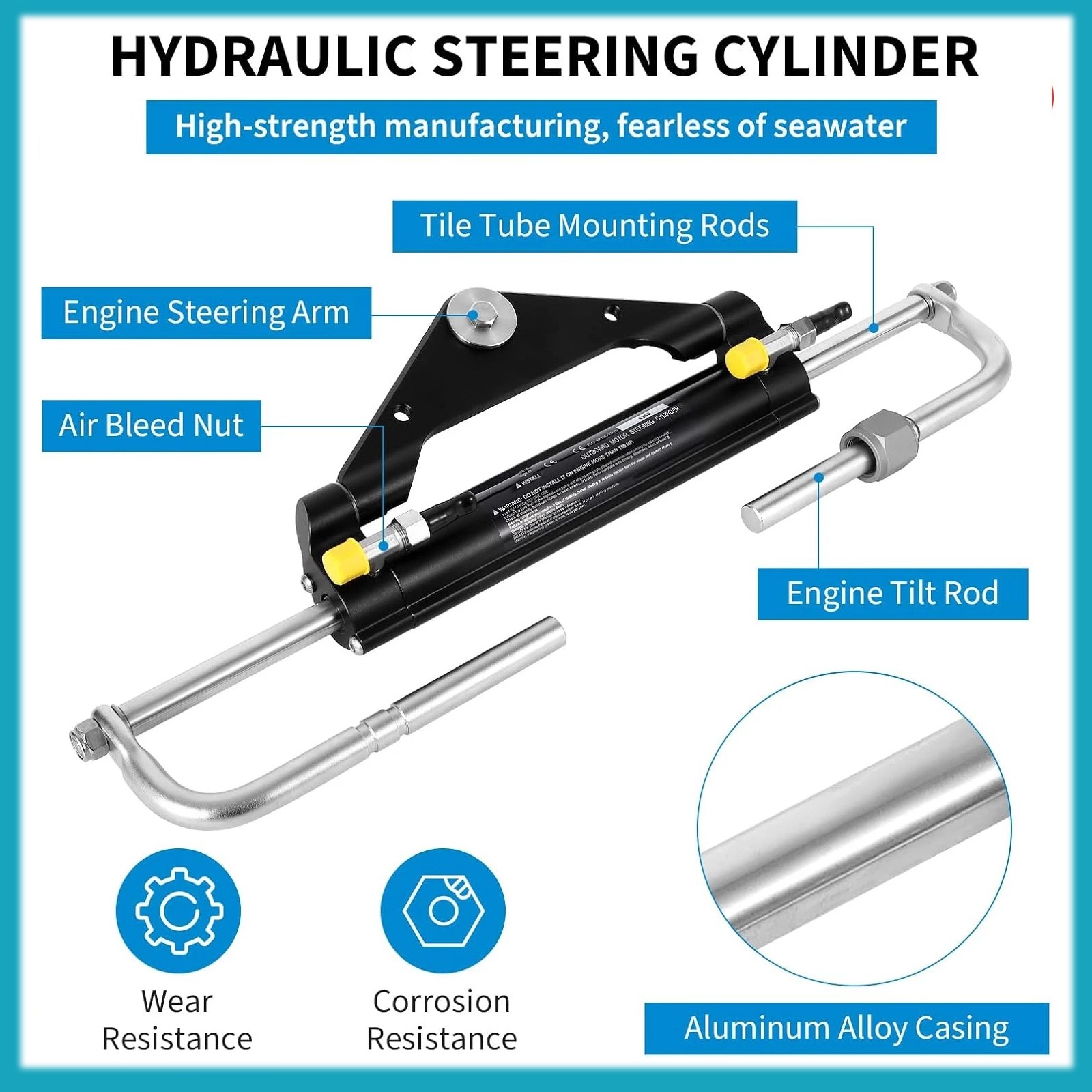 300 HP Hydraulic Outboard Steering Kit - Complete Single Engine System