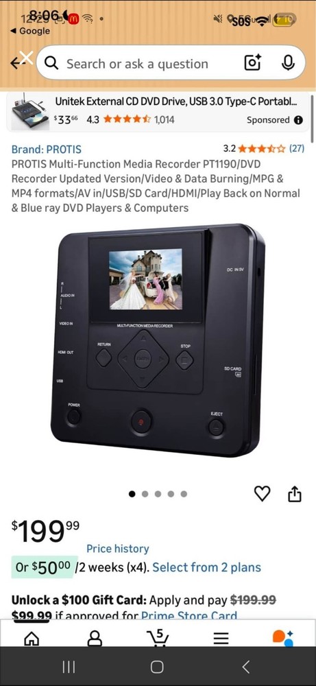 PROTIS PT1190 Multi-Function Media Recorder, Video & Data Burning, USB, HDMI