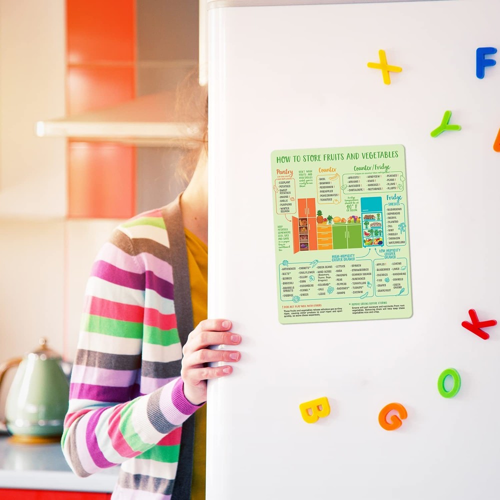Produce Storage Guide Magnet - Fruit & Vegetable Storage Magnetic Chart - The...