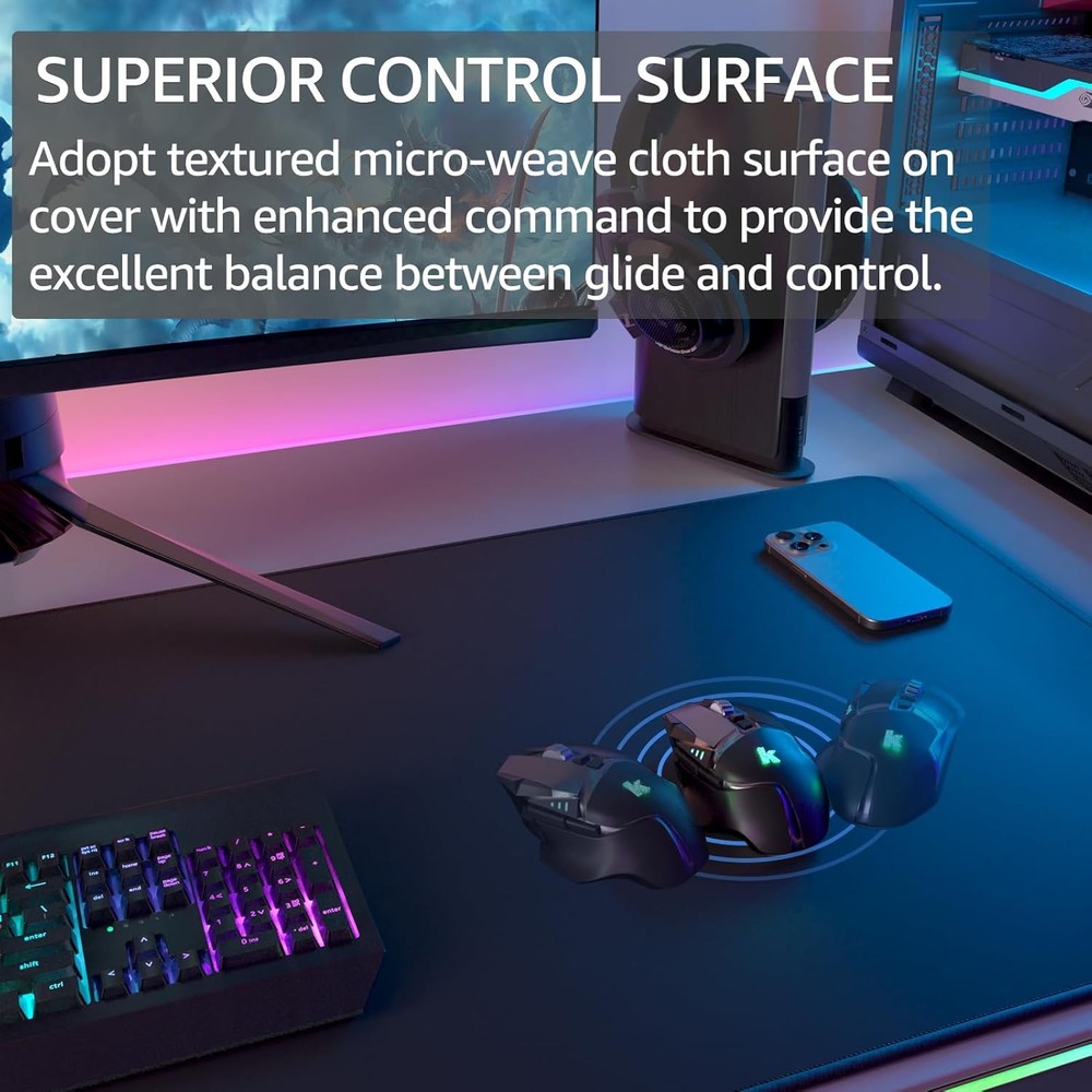 Oversized Gaming Mouse Pad Desk Mat Micro-Weave Cloth Precise Control Non-Slip