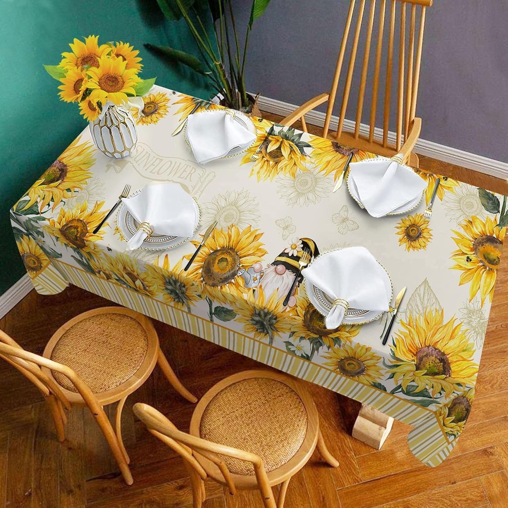 Hexagram Sunflower Tablecloth 60x84 Inch 60" x 84" (Rectangular),