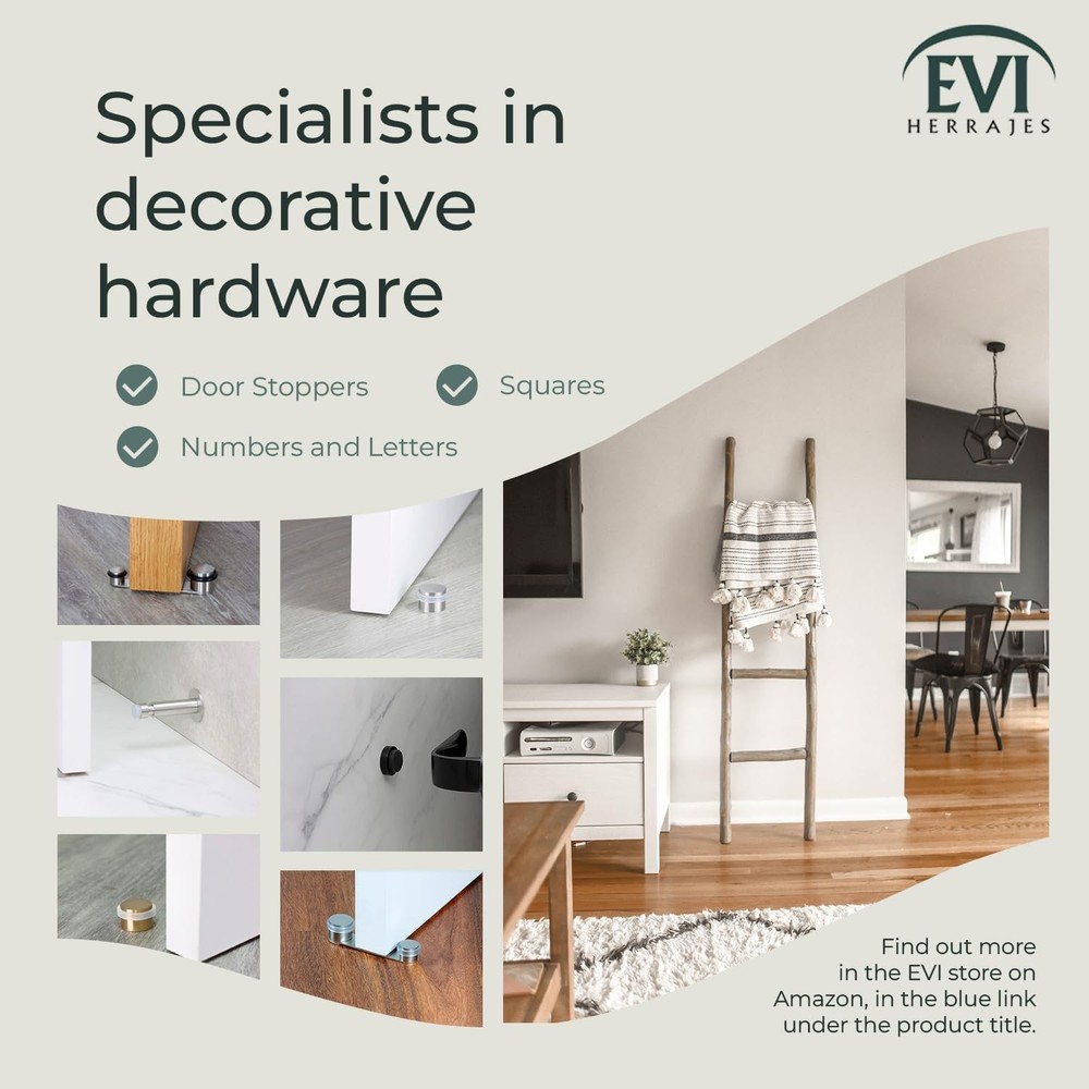 EVI | Pack 2 Doorstops | 20x25mm | Threaded Base | Transparent Rubber | Stain...