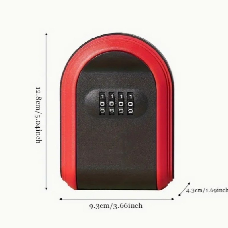 Key Storage Box with 4-Digit Password Lock Secure Plastic Key Safe Box Red
