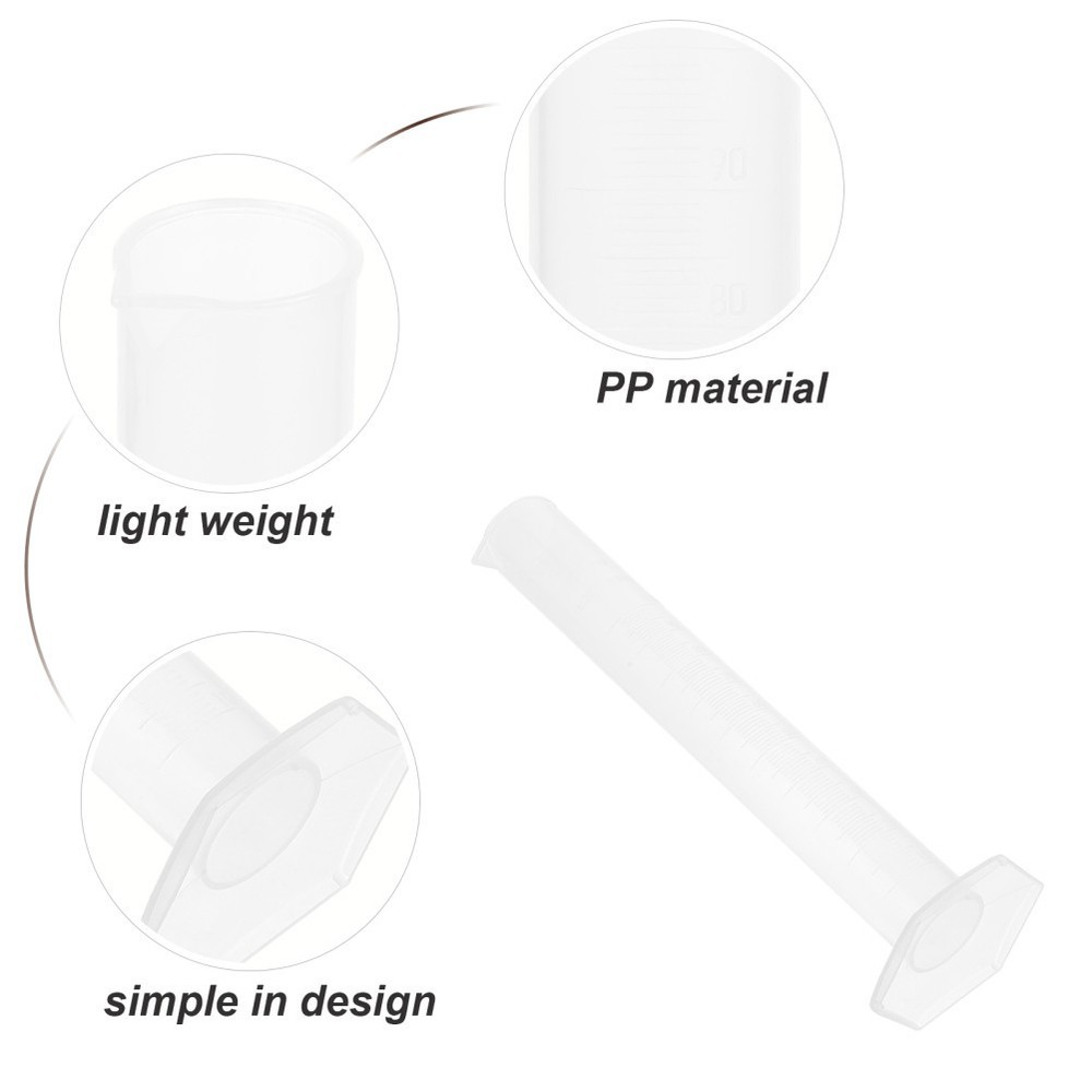 100 Ml Large Plastic Measuring Beaker Transparent Test Tubes Cylinder