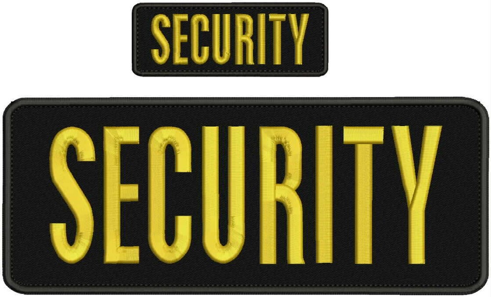 Security embroidery patch 4X10 and 1.5x4 hook gold