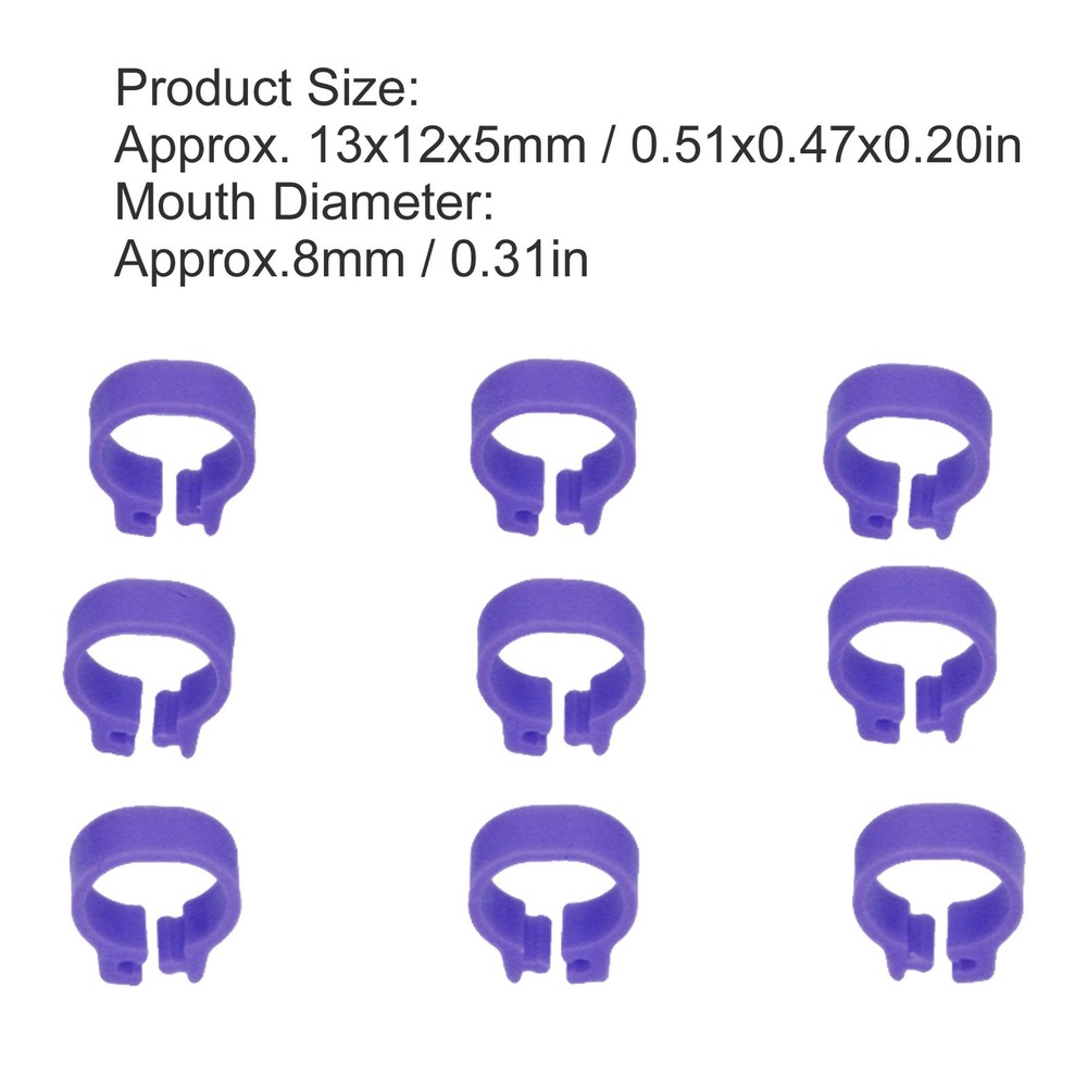 100-Pack 8mm Leg Bands - Identification Purple