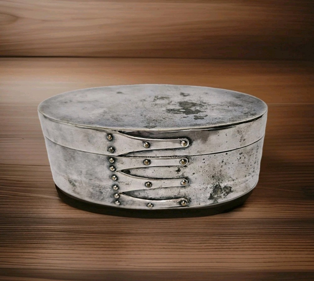 Silverplated SHAKER Style Oval Box w/ Fingers, 6-1/2" Vintage Unique