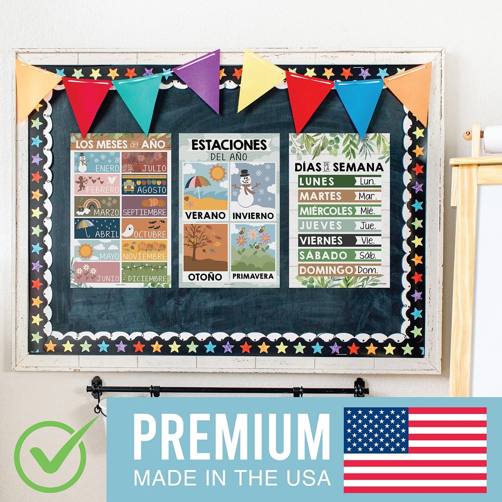 Hadley Designs 12 Spanish Classroom Posters - Laminated 11x17" Educational Chart