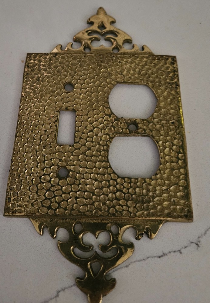2 Vintage Solid Brass Switch Plate Covers Gothic Japan