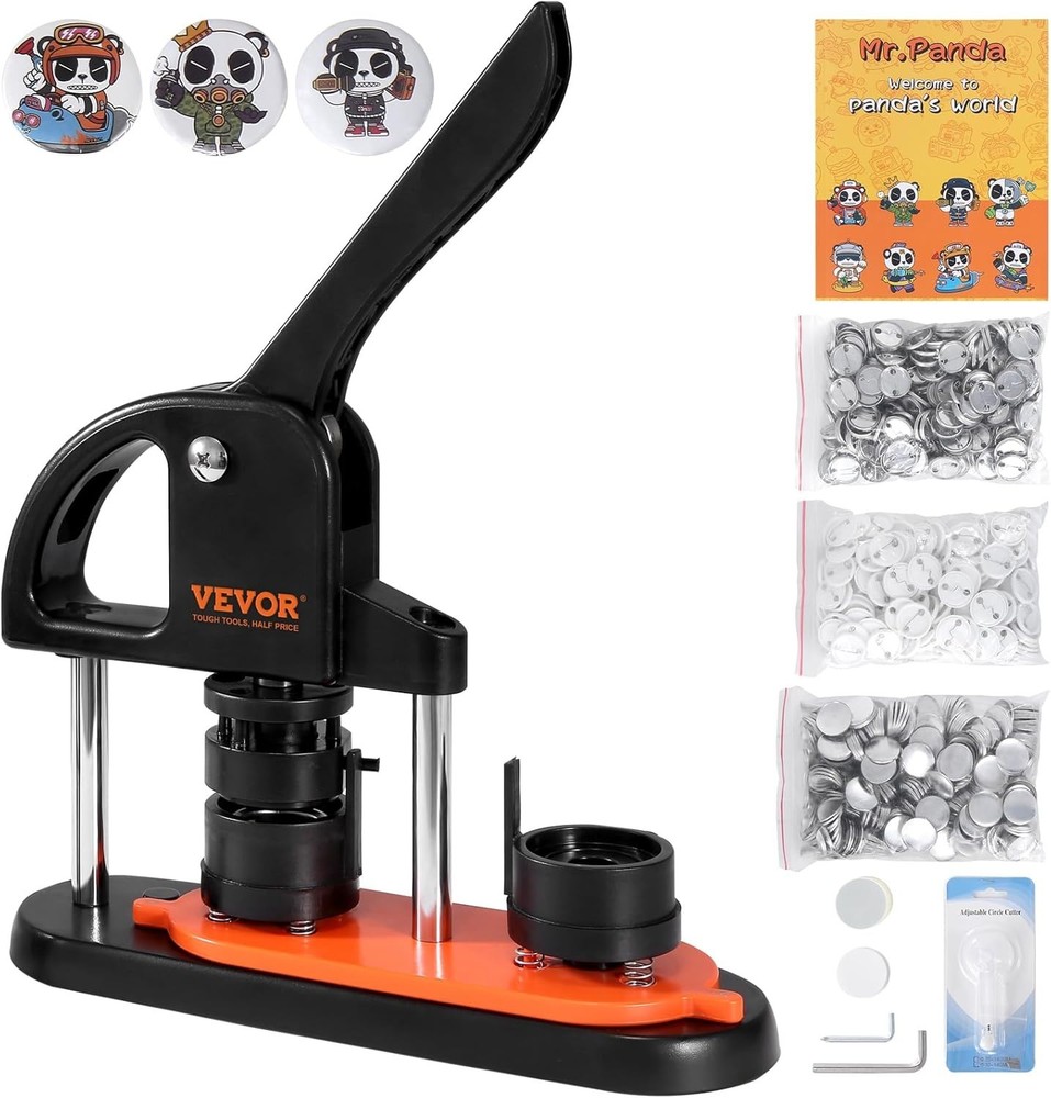 Button Maker Machine - Complete DIY Kit with Panda Magic Book, 1.25'' Size, B...