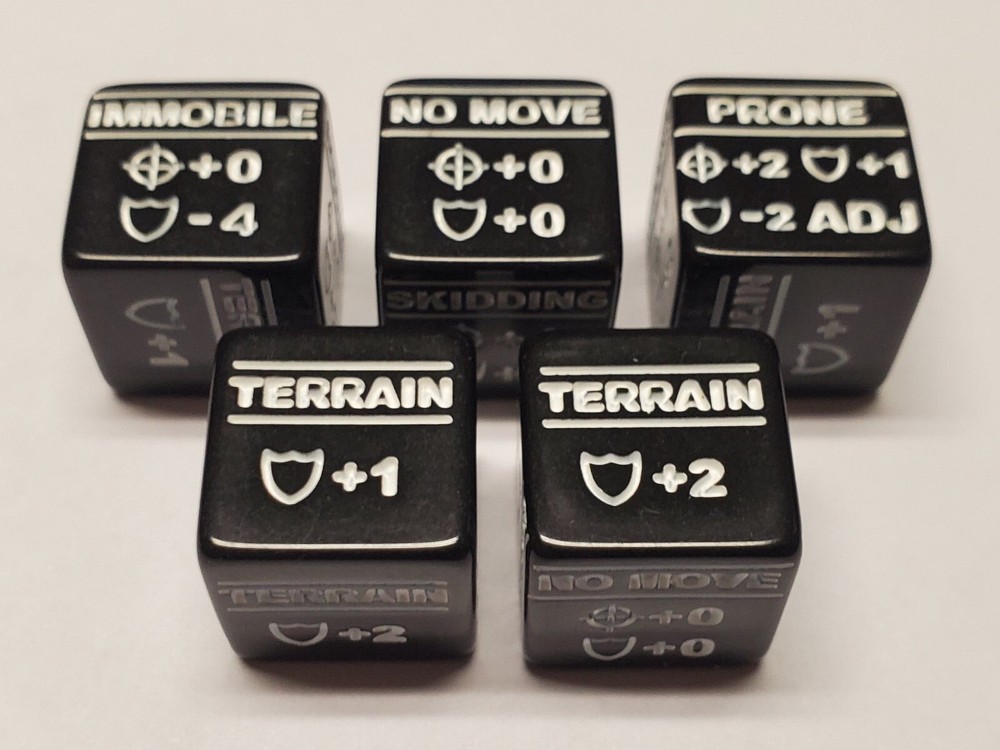 5x Battletech Special Stats Modifier Dice for Terrain, No Move, Prone & More