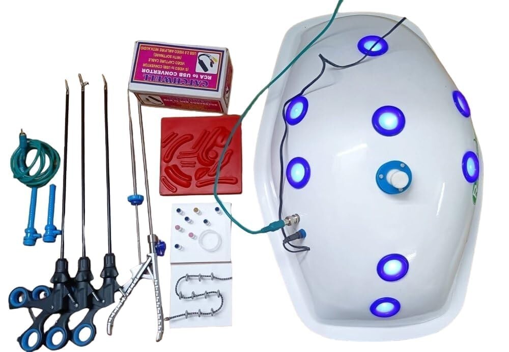 Laparoscopic Endo Trainer Box Simulator HD Camera Training Instrument Set 14pc