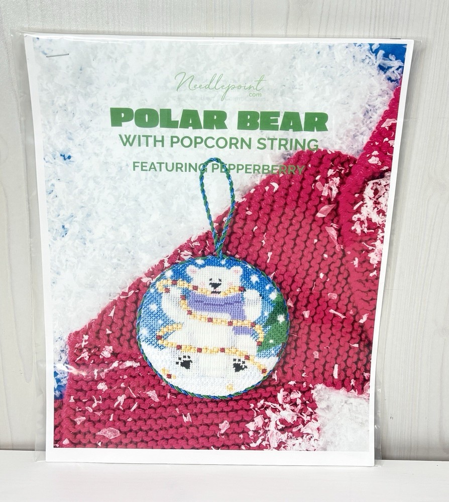 Polar Bear w Popcorn String Needlepoint Stitch Guide Only Needlepoint.com