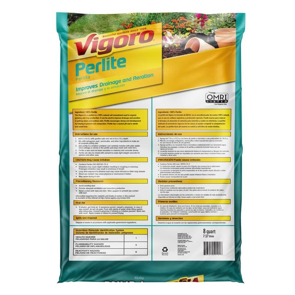Vigoro 8-Qt Organic Perlite Soil Amendment Lightweight Weed-Free for Pots & Gard