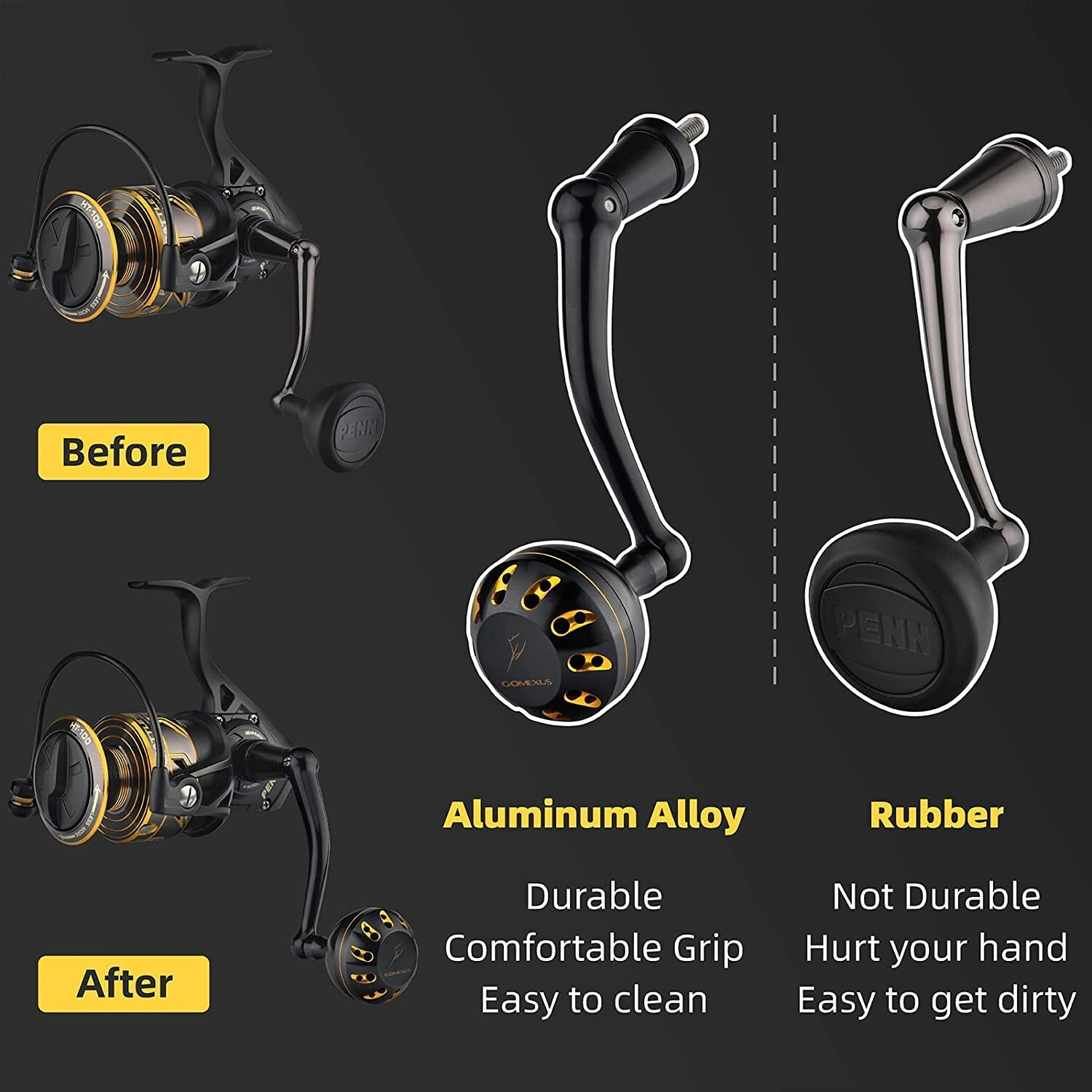 GOMEXUS Power Handle 75mm For Penn Slammer/Spinfisher 5500-6500 Spinning Reel