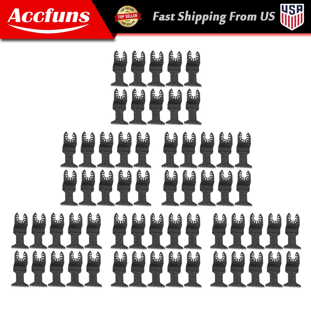 60 Pcs 1.75" - 3.5" Oscillating Multitool Tool Quick Release Saw Blades