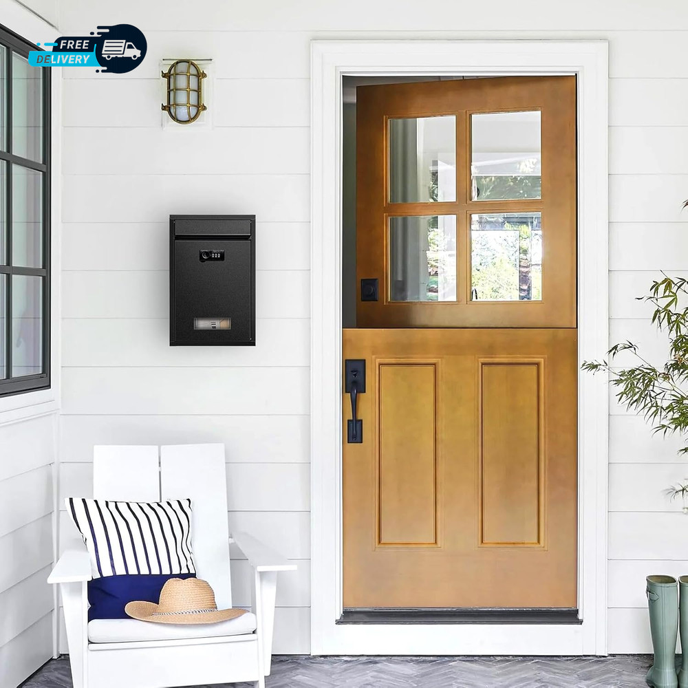 Wall Mount Mailbox Combination Lock Mail Boxes for Outside Safe Drop
