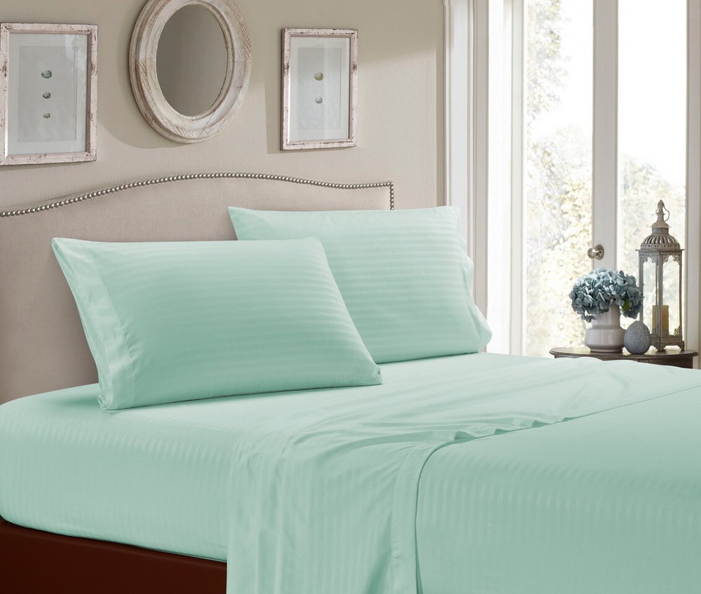 Ultra 1800 Thread Count Bamboo Microfiber Stripped 4PC Bed Sheet Set Deep Pocket