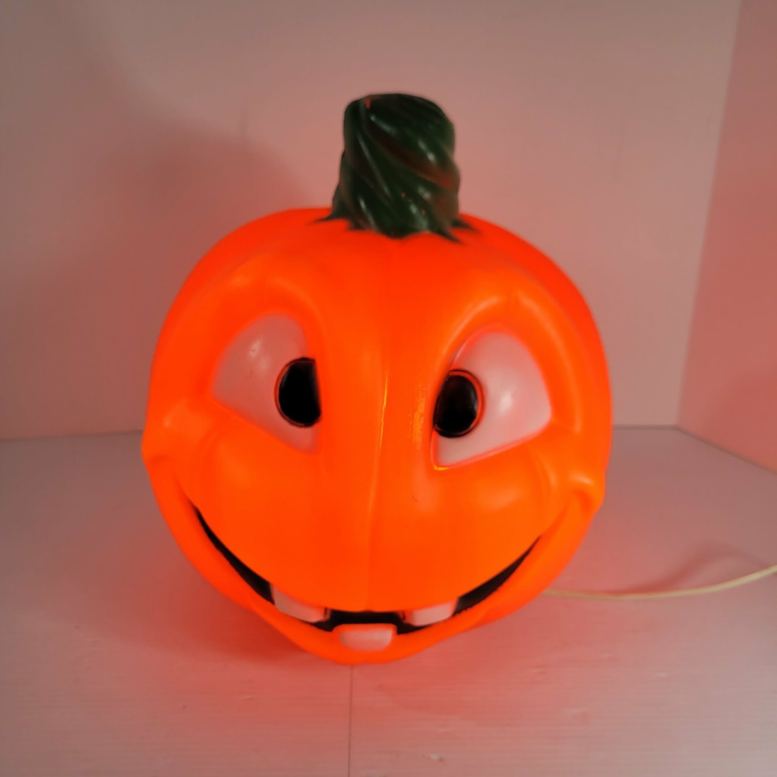 Vtg Empire Two Faced Double Sided Light Up 13" Blow Mold Jack O Lantern Lights