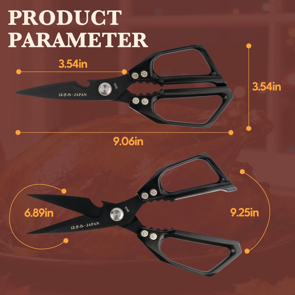 Kitchen Scissors, Heavy Duty Stainless Steel Kitchen Shears, Sharp Black Meat...