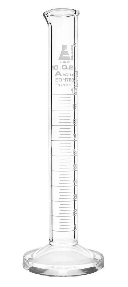 Graduated Cylinder, 10ml - Class A Tolerance ±0.10ml - Round Base - White Gra...