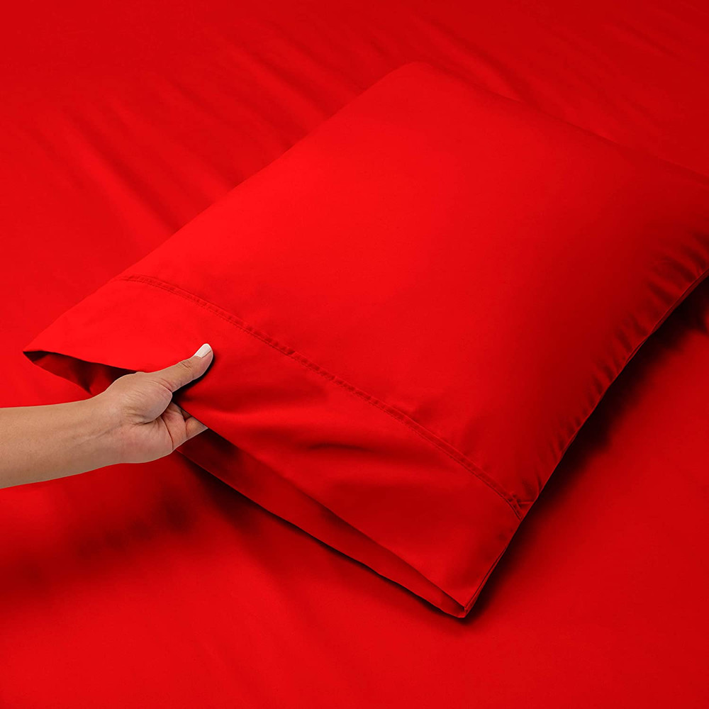 Queen Sheets Sets - 6 Piece, Extra Deep Pocket, Microfiber, Cherry Red