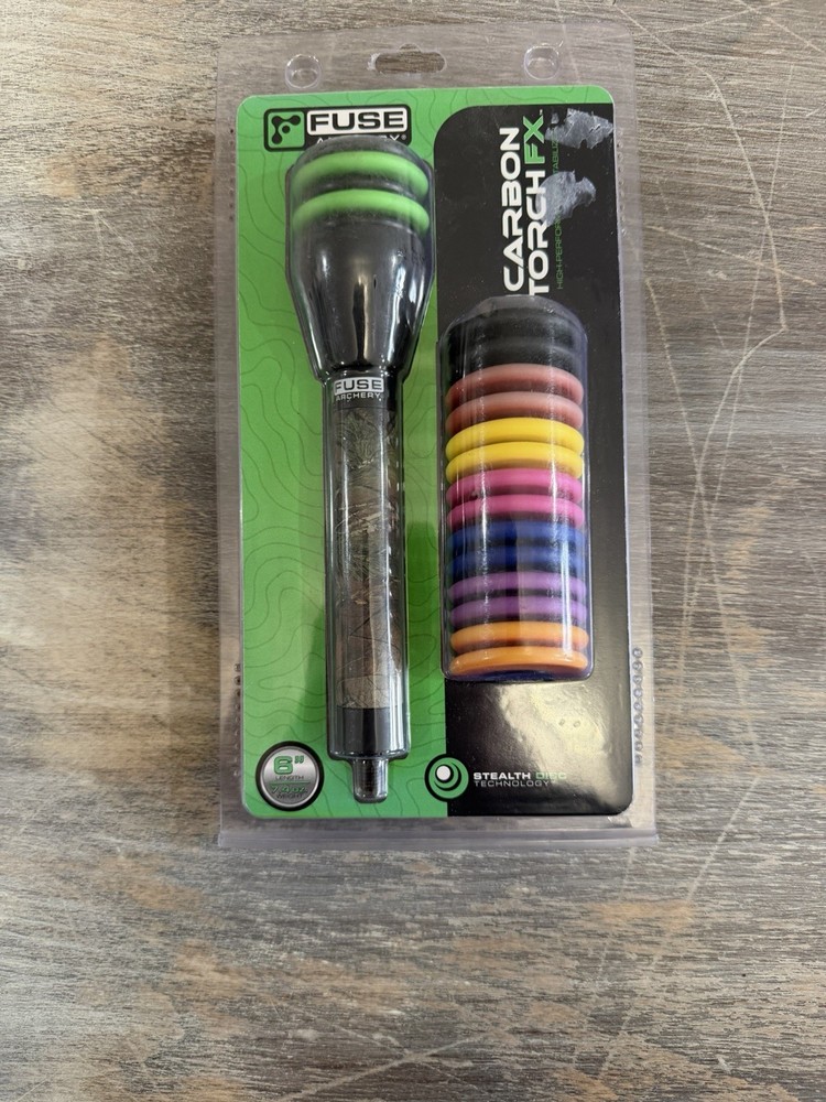Fuse Archery Carbon Torch FX 6” Bow Stabilizer 7.4oz Stealth Disc REAL TREE CAMO