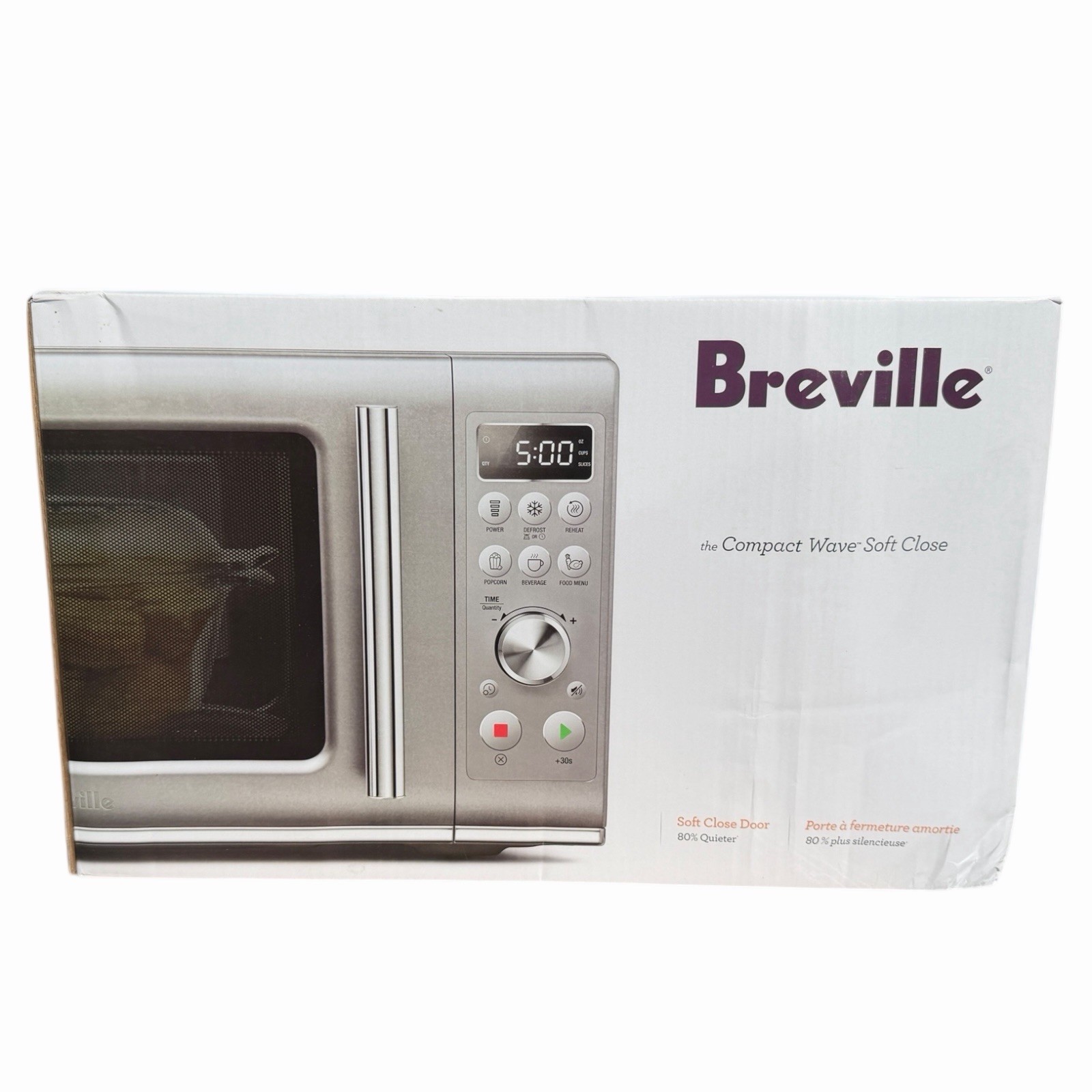 Breville Compact Wave Soft Close Microwave Oven BMO650SIL Silver Brand New