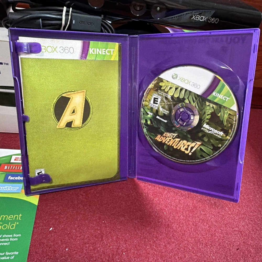 Microsoft, Xbox 360 Kinect Sensor, 1414, W/ Kinect Adventures, CIB, All untested