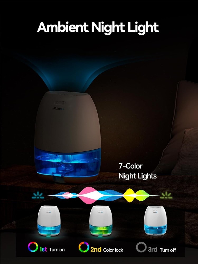 High-Efficiency Small Dehumidifier for Home, 200ft² with Auto Shut-Off Feature