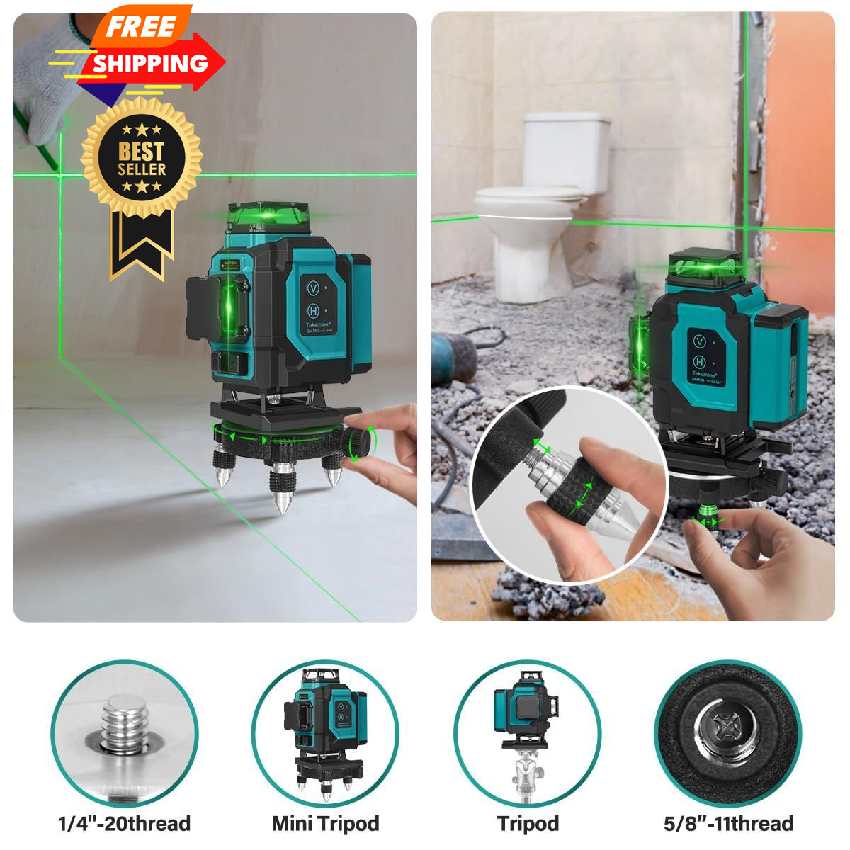 Takamine 16 Lines Green Laser Level Pro, 4x360° 4D Cross Line