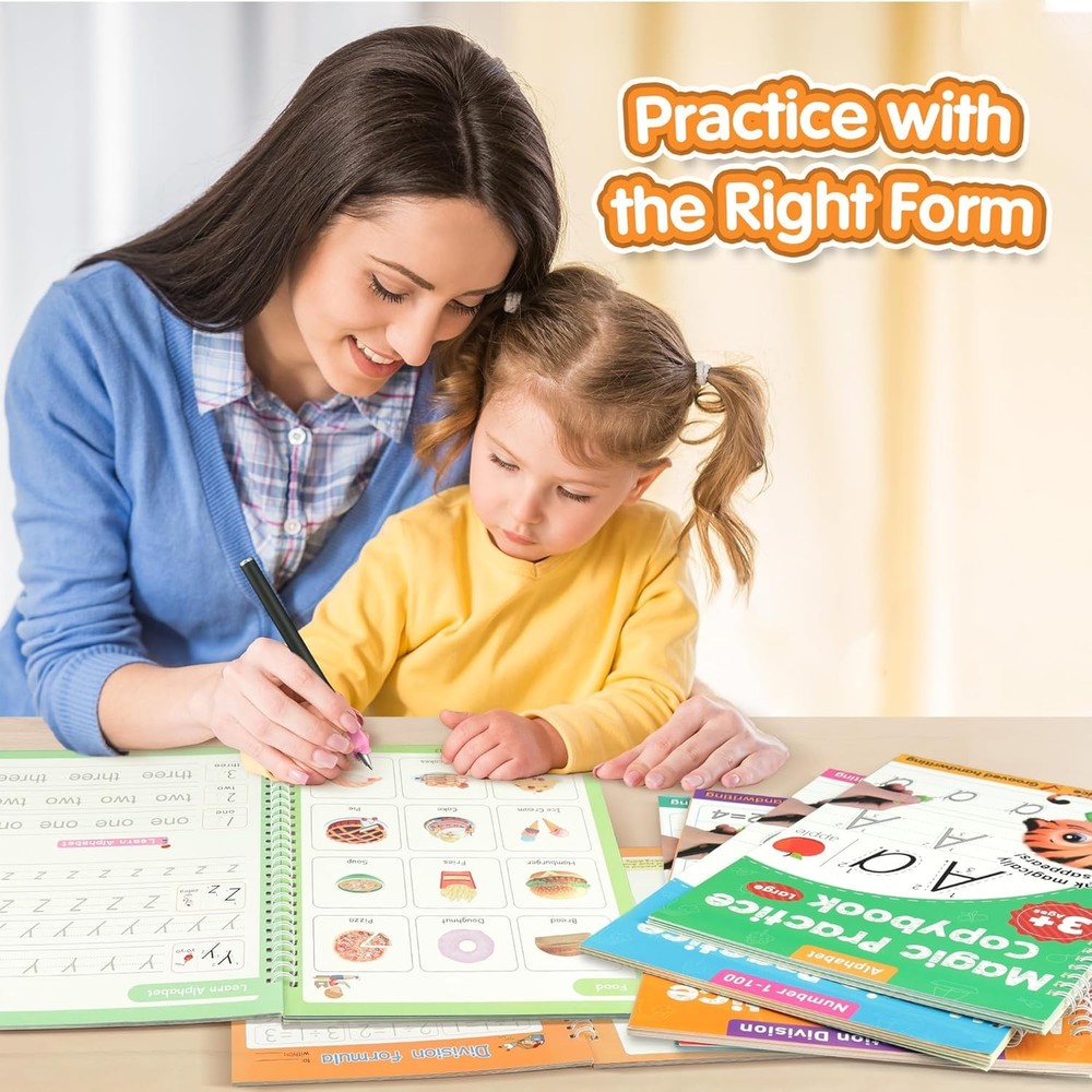 Helsort Large Magic Grooved Practice Copybook for Kids, Reusable