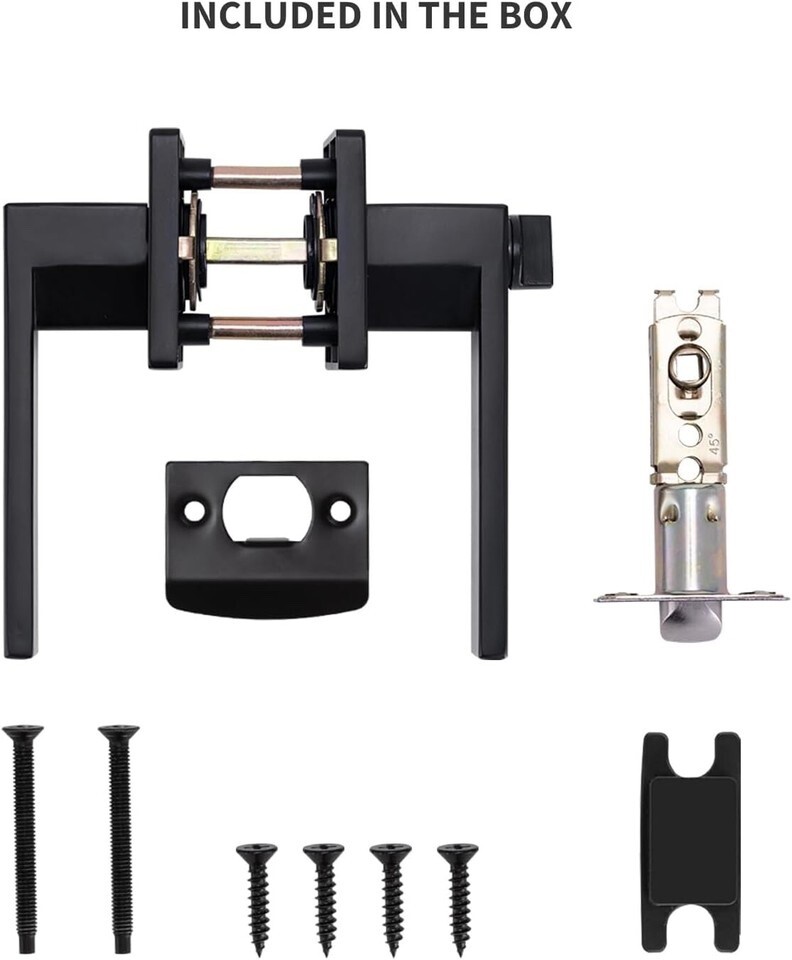 Matt Black Door Lever Privacy Passage Dummy Handle Interior Square Knobs Keyless