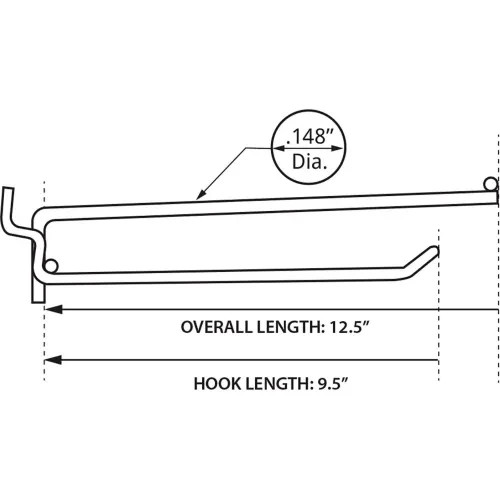 (10 Pk) Peg Hook Scanner With Loop Hanger 10" Galvanized For Peg Board