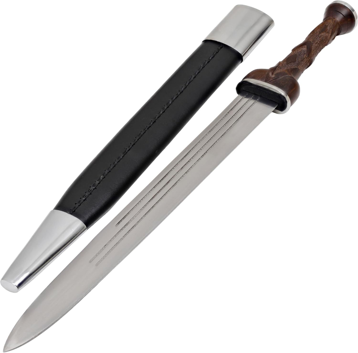 Covert Detail Scottish Dirk - 21" Hand-Carved Wood Handle Dagger with Scabbard