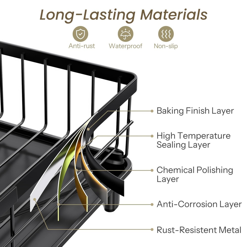 Dish Drying Rack - Space-Saving Dish Rack for Kitchen Counter, Stainless Stee...