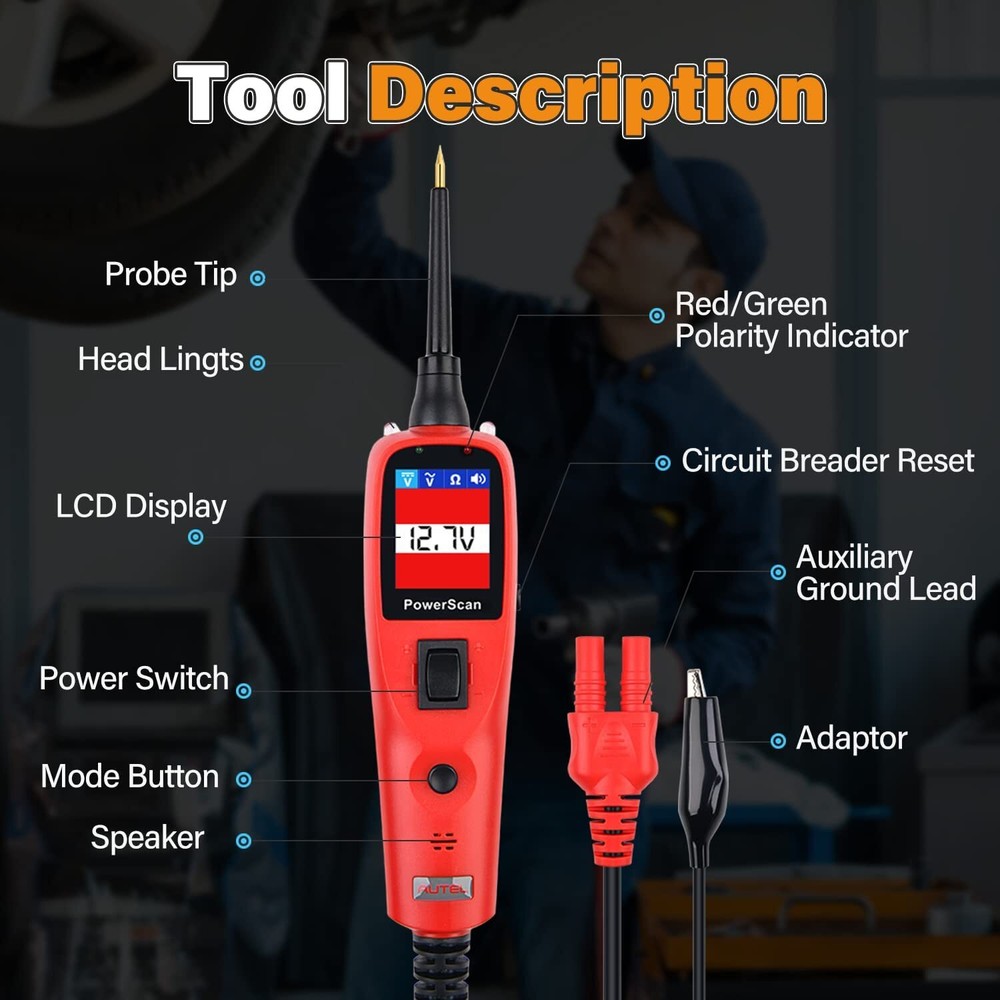 Autel PowerScan PS100 Electrical Diagnostic 12V/24V AVOmeter Circuit Tester Tool
