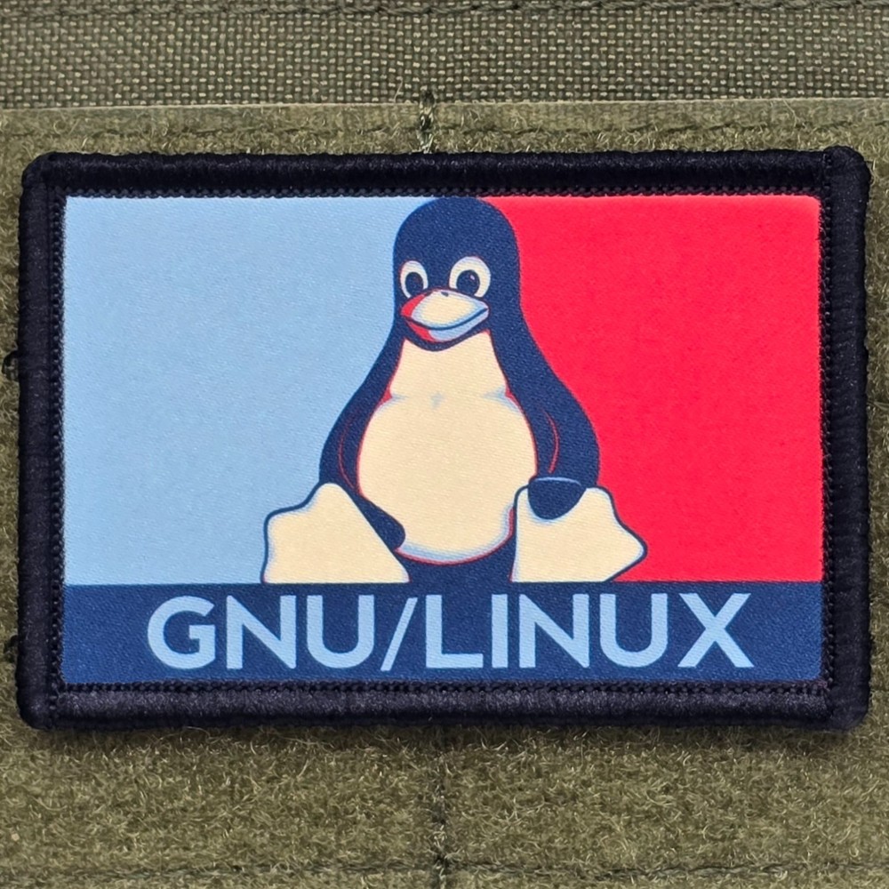 GNU Linux Patch Moral Tactical Meme Ubuntu Kali Arch Btw USA Hook & Loop 3x2