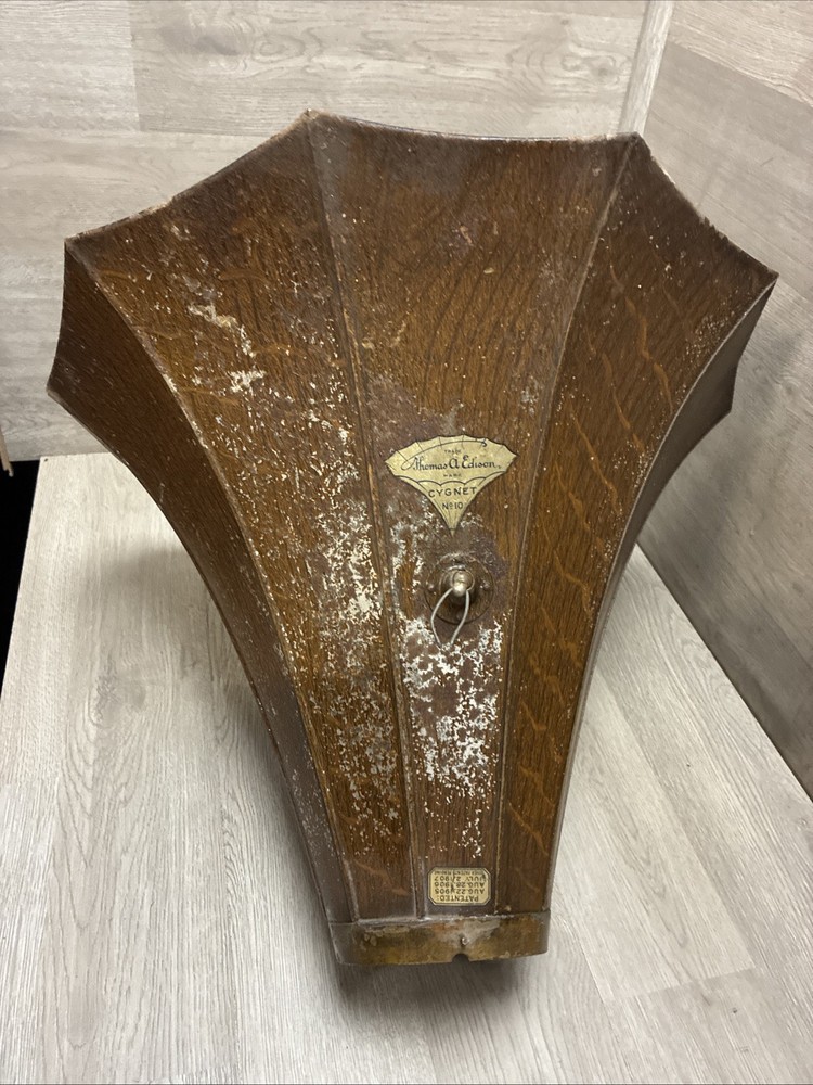 EDISON PHONOGRAPH CYGNET HORN GRAIN PAINTED BELL SECTION
