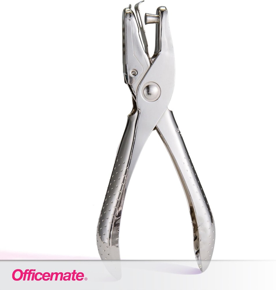 Efficient One Hole Punch, 5 Sheet Capacity with Sturdy Nickel Construction