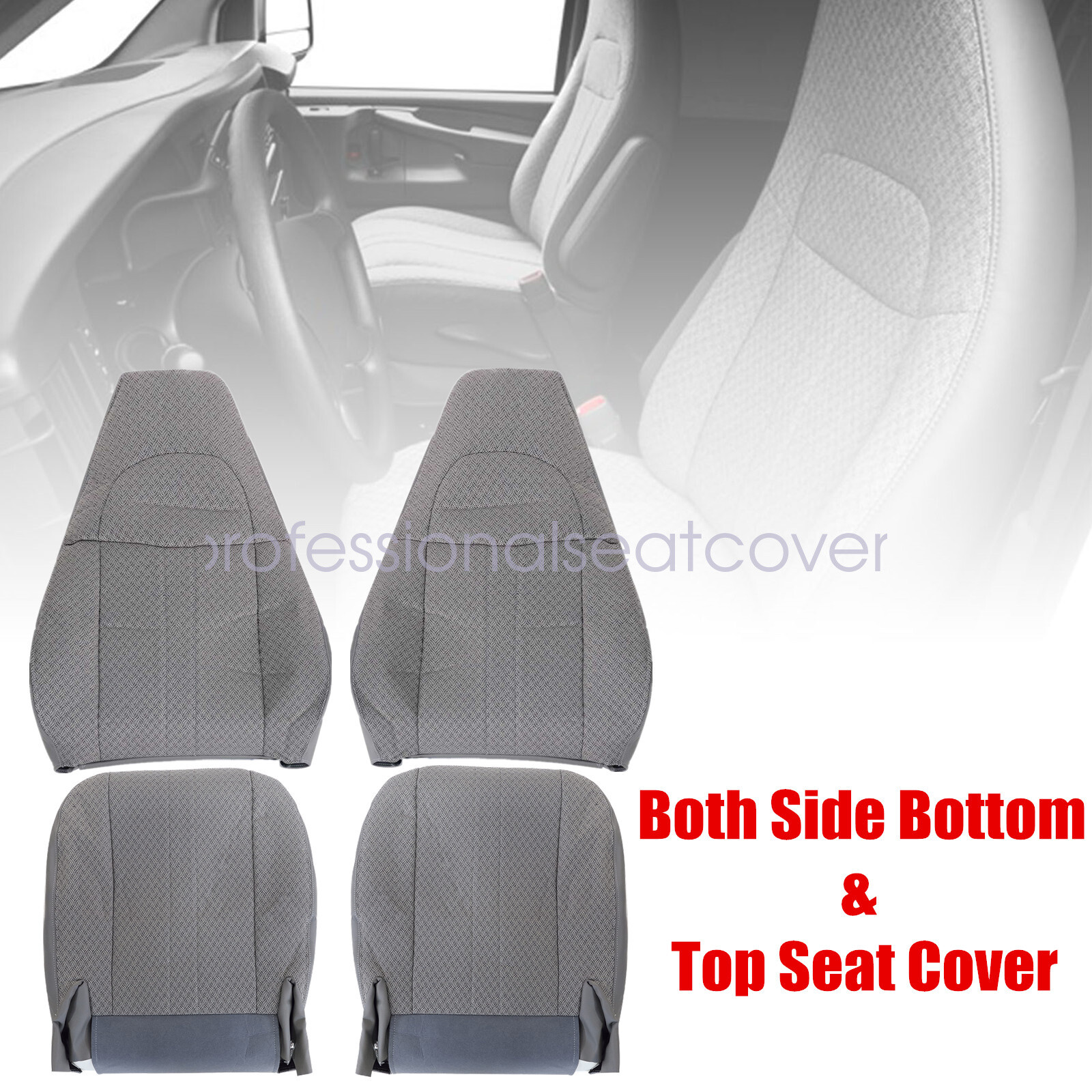 For 2003-2014 Chevy Express 1500 2500 Van Driver Passenger Cloth Seat Cover