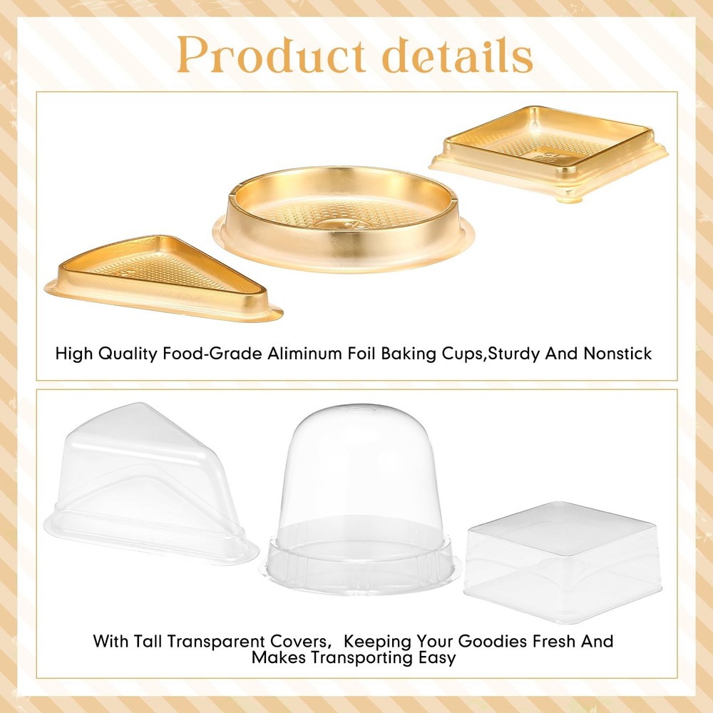 Baderke 60 Pack Cake Slice Containers with Clear Lids Round Square Triangle /